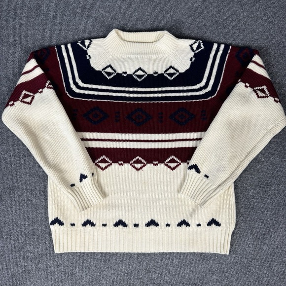 J. C. Penney Other - Vintage JCPenney Sweater Mens Small Cream Fair Isle Cable Knit Pullover 80s